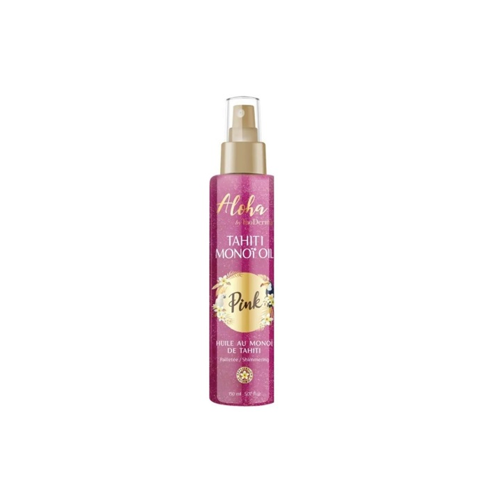 INODERMA ALOHA Huile au Monoï de Tahiti Pailletée PINK 150ml SPRAY
