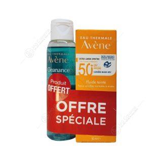 Avene Fluide Teinté SPF50 50Ml + Gel Cleanance 100 ml Offert