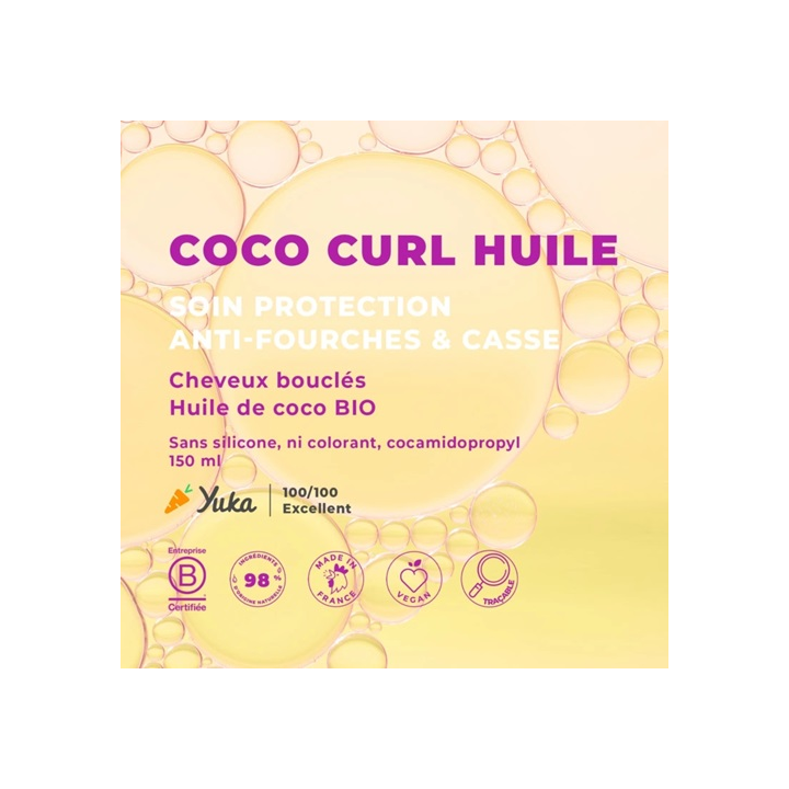 Energie Fruit Coco Curl Huile Anti-fourche et Casse Cheveux ondulés à bouclés 150ml