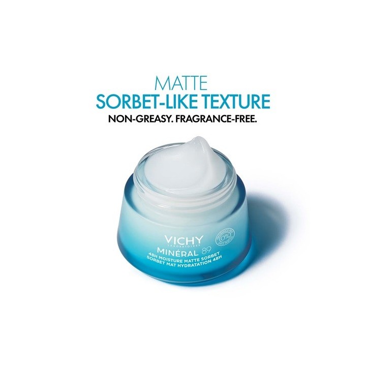 Vichy Minéral 89 Sorbet Mat Hydratation Peau Mixte à Grasse 48h 50ml