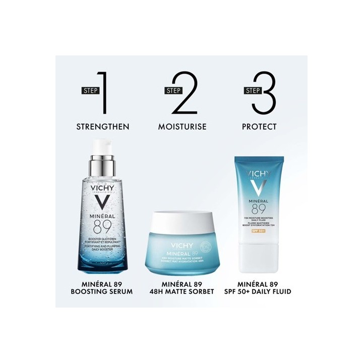 Vichy Minéral 89 Sorbet Mat Hydratation Peau Mixte à Grasse 48h 50ml